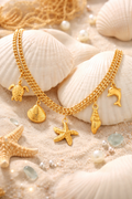 Collier Charms Océan – Élégance Noire 🌊✨