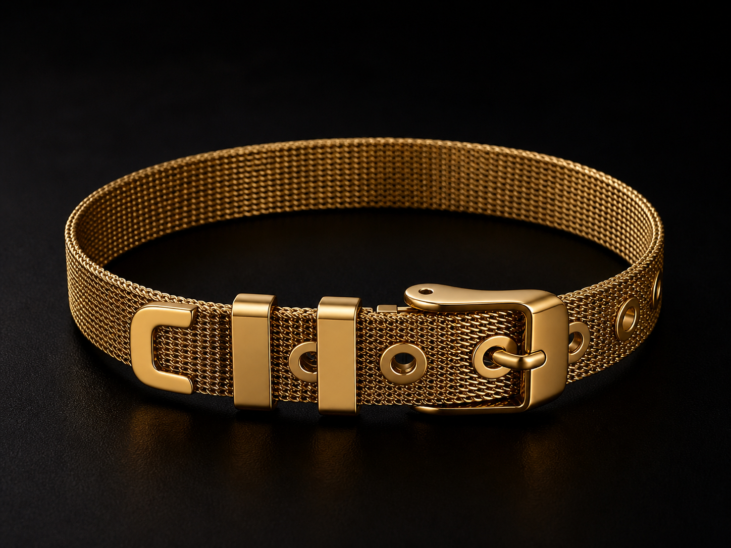 ✨ Bracelet Élégance Noire – Maille Dorée Intemporelle