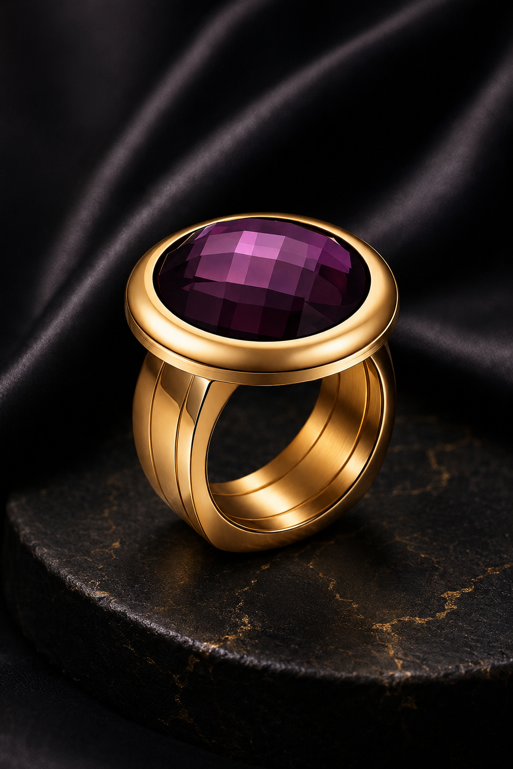 ✨ Bague Élégance Noire – Éclat Royal ✨